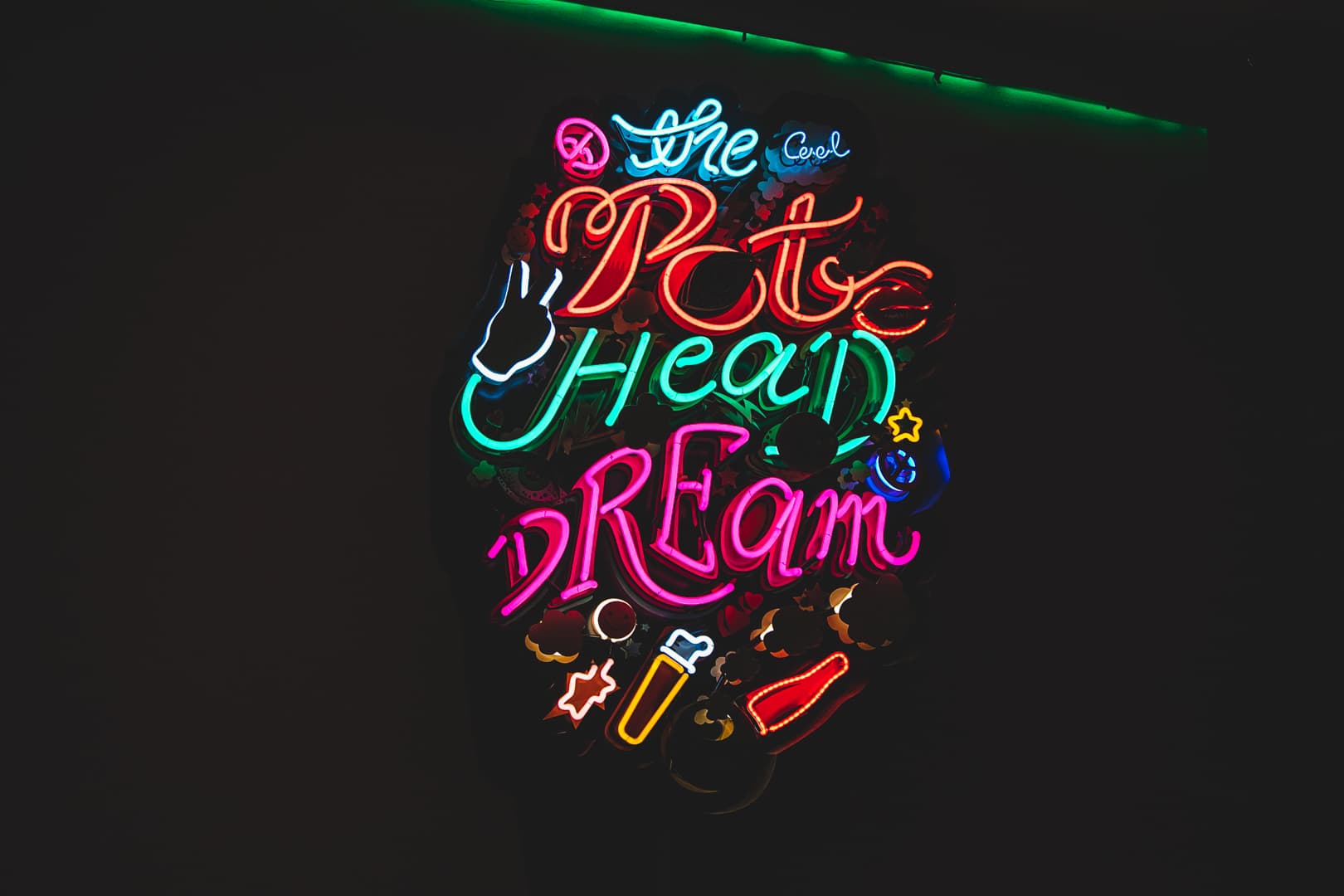 Neon lights on the wall